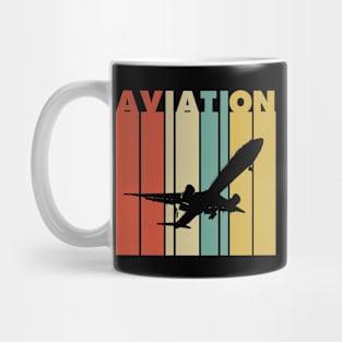 Colorful plane with aviation text and lines Mug